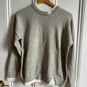 Made with ❤️ Gray and Cream Layered Sweater Size Small Super Soft